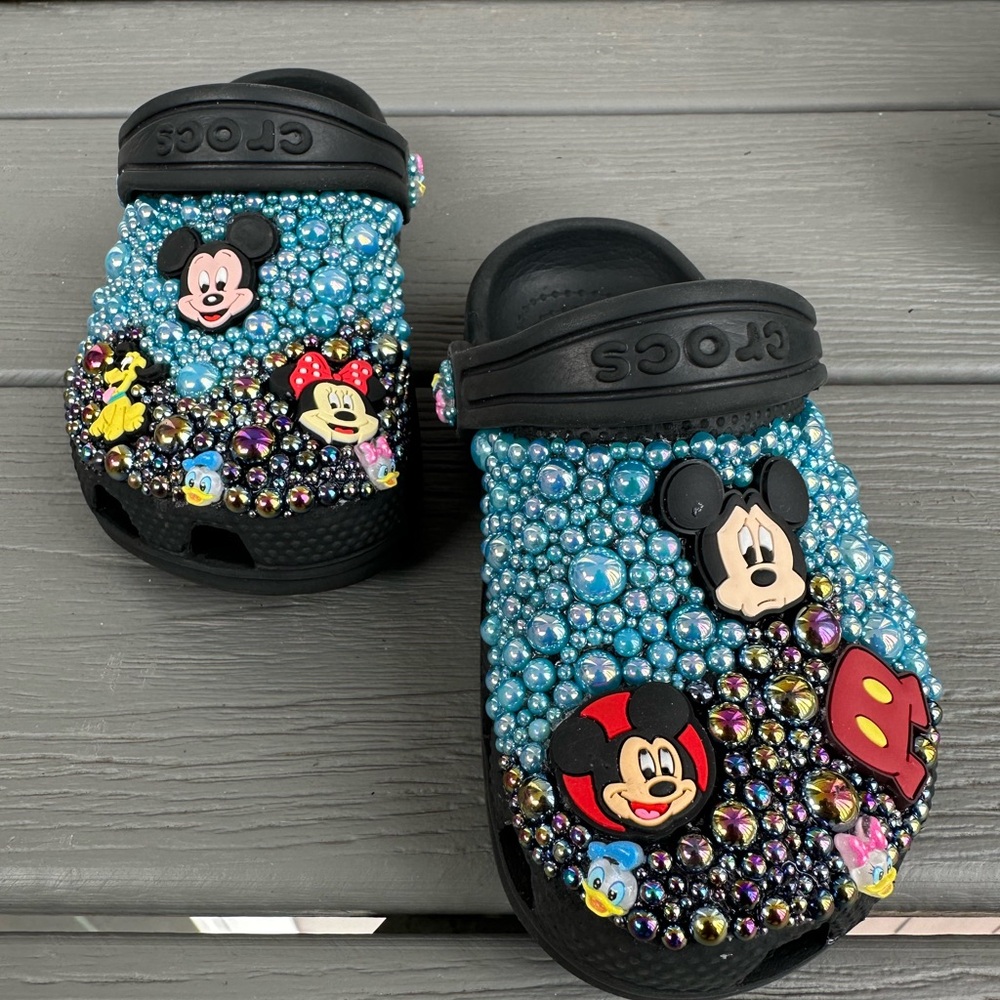 Disney Mickey Mouse Crocs with Blue Rhinestones